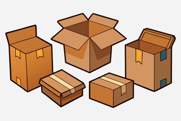 Fototapeta premium Many cardboard boxes in different sizes are stacked and arranged