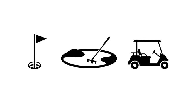 Golf course icons including flagstick and golf cart