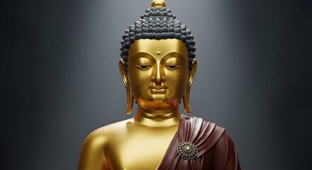 Naklejka premium Golden Buddha Statue: A Symbol of Peace and Enlightenment.