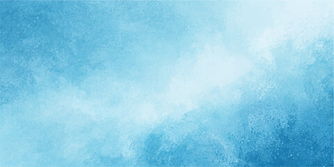 Fototapeta premium Abstract blue watercolor grunge background with a vintage paper texture and light paint design for a cold winter sky backdrop