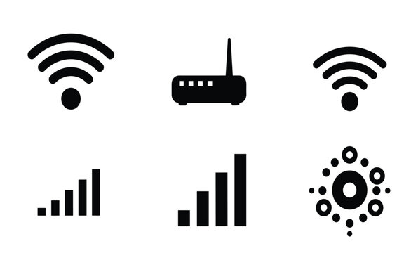 Black icons of internet wireless connection.