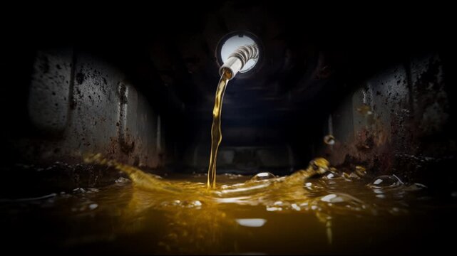 Refilling fuel seen from inside of gas tank of a car