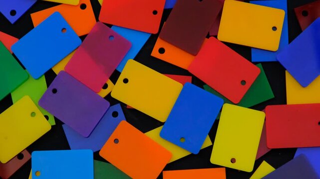 Colourful acrylic Glass Samples on a rotating table