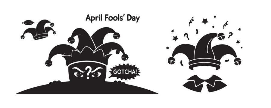 April fools day silhouette prankster jester hats