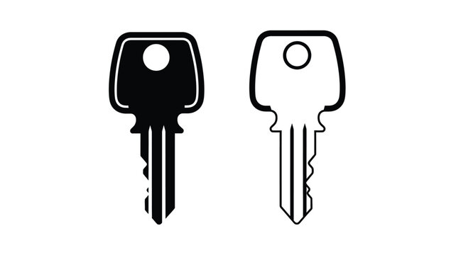 Two keys one black and one white presented as a silhouette