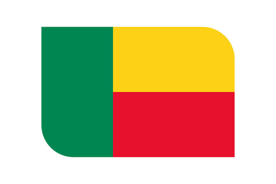 Benin flag icon with rounded corners on transparent background