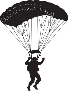 Vector silhouette of parachuter icon