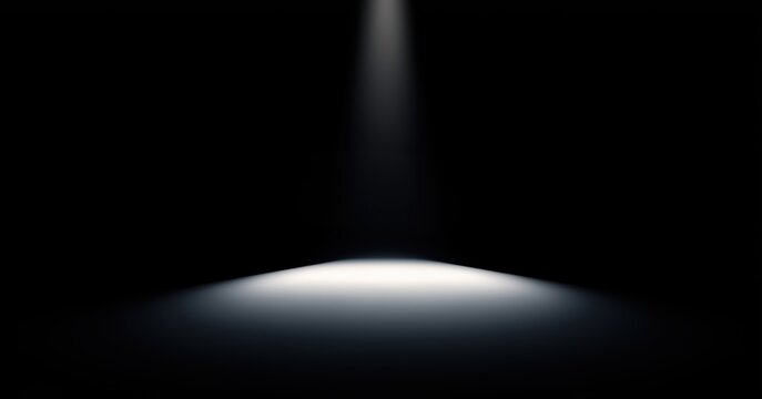 focused beam over vacant round stage, single beam highlighting unoccupied round platform in isolation