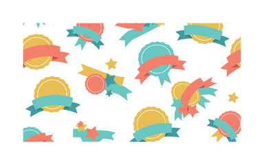 Naklejka premium decorative badge stickers seamless pattern, repeating pattern, surface design, textile print, soft color palette, modern illustration, flat vector badge