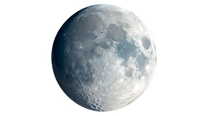 Full moon shines brightly in a clear night sky, casting light on earth below and creating shadows on the ground isolated on transparent background  © Hanna