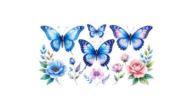 A seamless image of colorful butterflies and natural patterns, depicting these beautiful-winged flying insects.