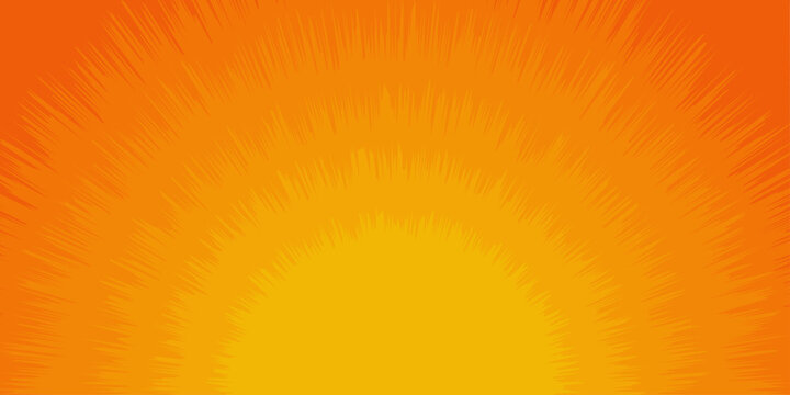 Groovy Retro Sunburst Background with Radial Spikes. Orange Yellow Gradient Summer Energy Vector Design