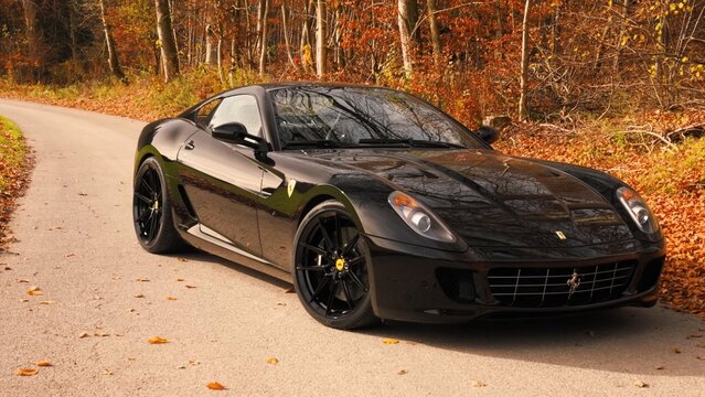 Ferrari 599 GTB, Black, luxury sports car. fast driving car