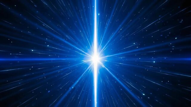 Abstract blue light trails motion through space, hyperspace tunnel journey, digital network flow, futuristic speed effect, cosmic exploration footage