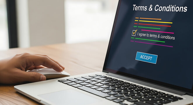 User Consent Digital Terms and Conditions on Laptop