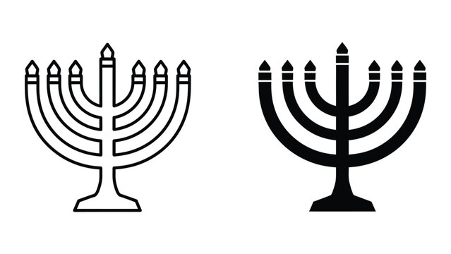 minimalist hanukkah menorah candles flat design vector illustration
