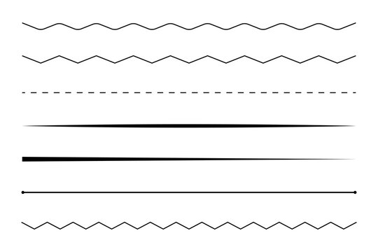 Graphic lines set. Various stroke Vector. Decorative border elements. Minimalist dividers collection. Manual vector only. No autotrace used.