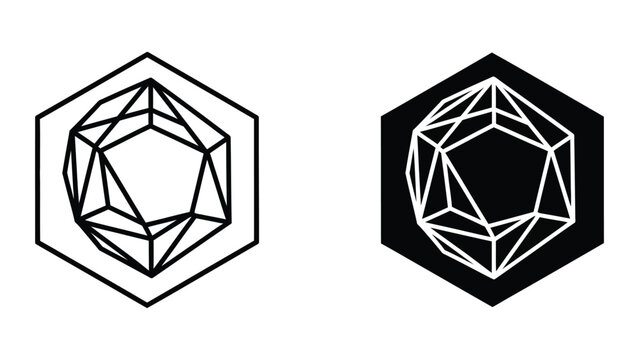 geometric octagon 3d shape wireframe abstract vector illustration