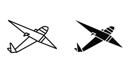 biplane and jet airplane side view comparison vector illustration © Jahidul