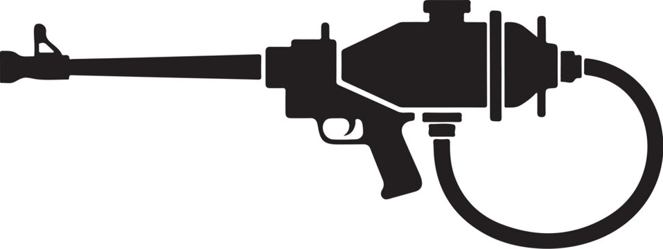 Black silhouette of a futuristic sci-fi blaster gun vector