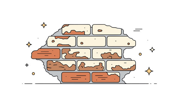 Peeling paint brick wall weathered bricks partially covered with faded paint flakes revealing the original texture underneath. Gentle urban metaphor of change,