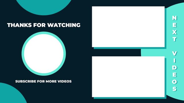 Dynamic video end screen template for engaging viewers and encouraging subscriptions on video platforms, optimizing content strategy for every youTube channel