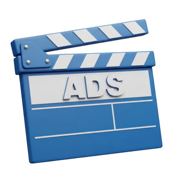 A classic blue and white clapperboard used in film production