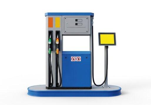 Modern fuel pump station isolated on white background