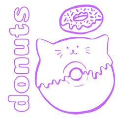 Obraz premium brush hand drawn vector set bakery line art. a whimsical depiction of a donuts. vector illustration for cafe, bakery