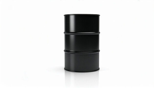 Classic Black Steel Oil Barrel Isolated on White