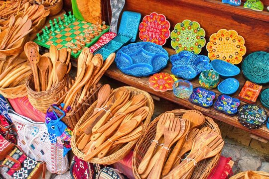 Old Bazaar with souvenir shops, Kruje Albania. Kruj&euml; is a town and a municipality in north-central Albania