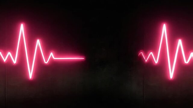 Cardiac Rhythm: Illustrating a flatline and a lively heartbeat, the image encapsulates the essence of life and its fragility, using vibrant neon lines to convey this poignant message.