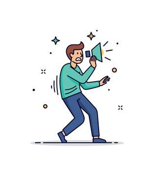 Person recoiling from a sudden loud sound or bright flash, emphasizing startle response, nervousness, and the physical aspect of fear. Minimalist flat vector