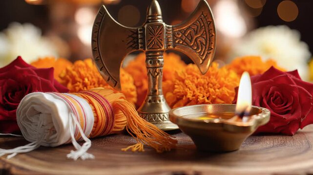 Parshuram Jayanti Celebration with Golden Axe and Flowers