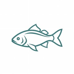 Fototapeta premium Minimalist line art fish illustration isolated on white background for design projects