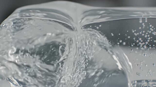 Slow motion macro shot of a bullet penetrating a ballistic gelatin block creating a massive temporary expansion cavity