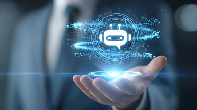 Futuristic Digital Interface: A man's hand cradles a glowing, ethereal interface, highlighting the evolution of communication.