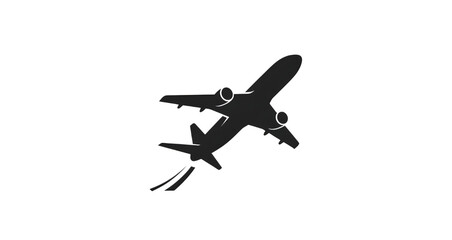 Obraz premium A minimalist depiction of a passenger airplane in flight viewed from directly above against a black background