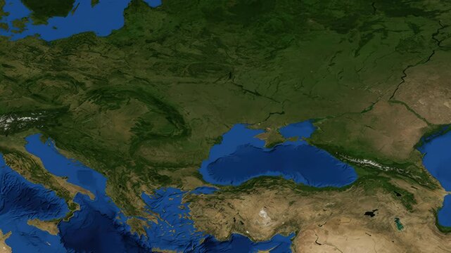 Satellite Zoom Animation From World Map To Cherkasy Ukraine Location