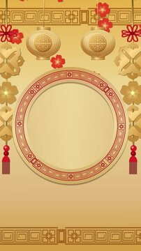 Vertical Chinese Zodiac Year of the Pig Animation with Golden Elements