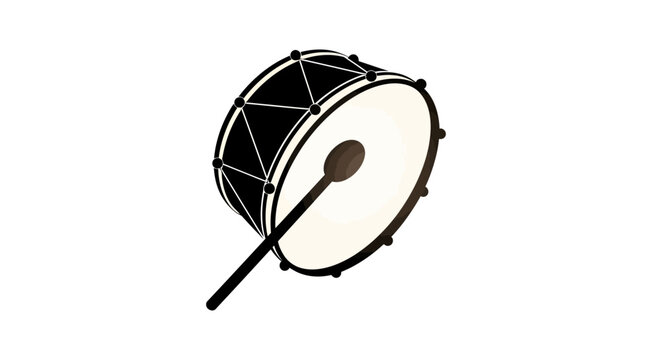 Drum with a drumstick on side.