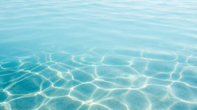 Bright sunlight creates reflective patterns on clear water surface during summer in a calm sea environment