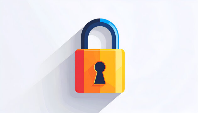 Colorful cartoon padlock illustration; secure access concept in vector style