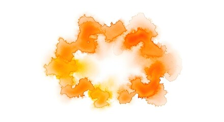 Fototapeta premium Abstract watercolor blotch of vibrant orange and yellow paint on a white background