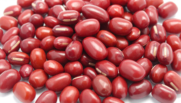 Pile of vibrant red adzuki beans with subtle lighter hilum detail