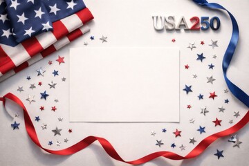 Obraz premium USA 250th anniversary mockup with flag and stars, ideal for 4th of July celebrations