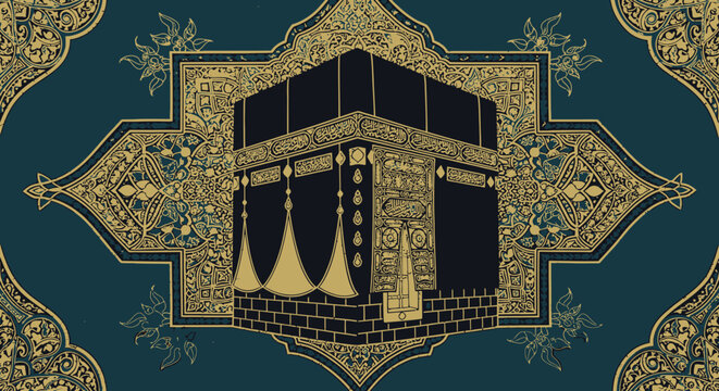 Kaaba Islamic Holy Black Cube Structure.