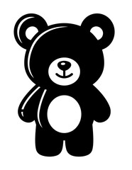 Obraz premium Black bear cartoon standing alone smiling.