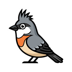 Fototapeta premium A cartoon bird with a grey head and orange chest