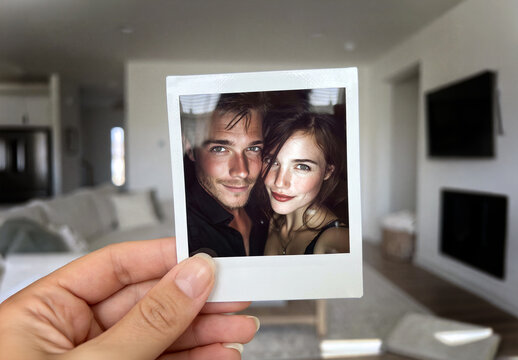 Instant Photo in Clean Woman&rsquo;s Hand Mockup